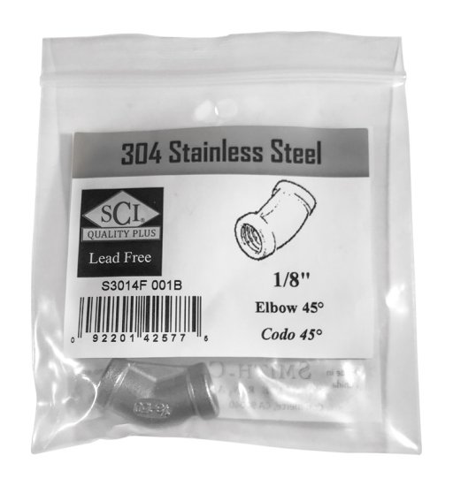 (image for) 1/8 in. FPT x 1/8 in. Dia. FPT Stainless Steel 45 D