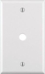 (image for) White 1 gang Plastic Cable/Telco Wall Plate 1 pk