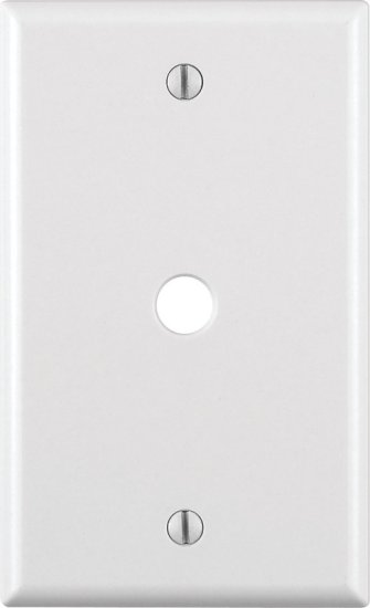 (image for) White 1 gang Plastic Cable/Telco Wall Plate 1 pk