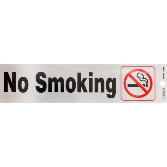 (image for) Hillman English Silver No Smoking Decal 2 in. H X 8 in. W