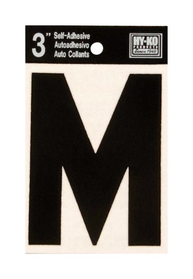 (image for) 3 in. Black Vinyl Self-Adhesive Letter M 1 pc.
