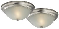 (image for) 13 in. Flush Mount Ceiling Fixture Brushed Nickel 2 Bulb-2 Pack