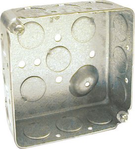(image for) 4 in. Square Steel 2 gang Outlet Box Gray