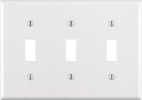 (image for) White 3 gang Thermoset Plastic Toggle Wall Plate 1 pk