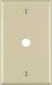 (image for) Ivory 1 gang Thermoset Plastic Cable/Telco Wall Plate 1
