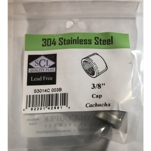 (image for) 3/8 in. FPT x 3/8 in. Dia. FPT Stainless Steel Cap