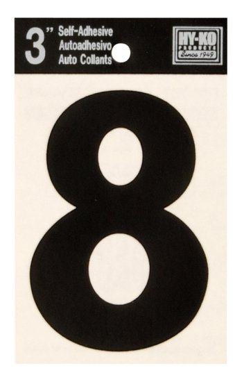 (image for) 3 in. Black Vinyl Self-Adhesive Number 8 1 pc.