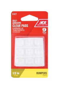 (image for) Vinyl Self Adhesive Bumper Pads Clear Square 1/2 in. W x 1/2