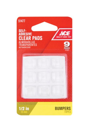 (image for) Vinyl Self Adhesive Bumper Pads Clear Square 1/2 in. W x 1/2