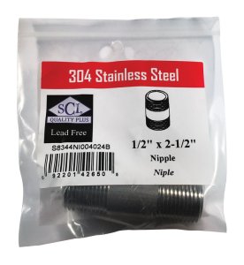 (image for) 1/2 in. MPT x 2-1/2 in. L Stainless Steel Nipple