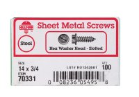 (image for) No. 14 x 3/4 in. L Slotted Hex Washer Head Zinc-Plated S