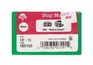 (image for) 1/2 in. Zinc-Plated Steel USS Nylon Lock Nut 50 pk