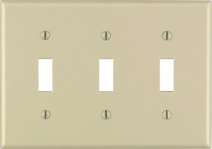 (image for) Ivory 3 gang Thermoset Plastic Toggle Wall Plate 1 pk