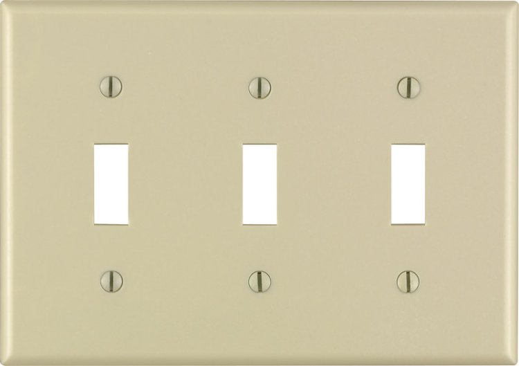 (image for) Ivory 3 gang Thermoset Plastic Toggle Wall Plate 1 pk