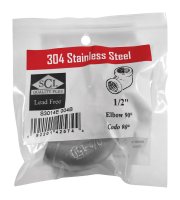 (image for) 1/2 in. FPT x 1/2 in. Dia. FPT Stainless Steel 90 D