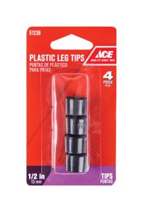 (image for) Plastic Leg Tip Black Round 1/2 in. W 4 pk