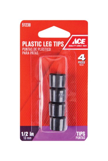 (image for) Plastic Leg Tip Black Round 1/2 in. W 4 pk