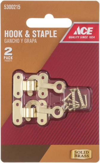 (image for) Satin Gold Brass Small Decorative Hook and Staple 2 pk