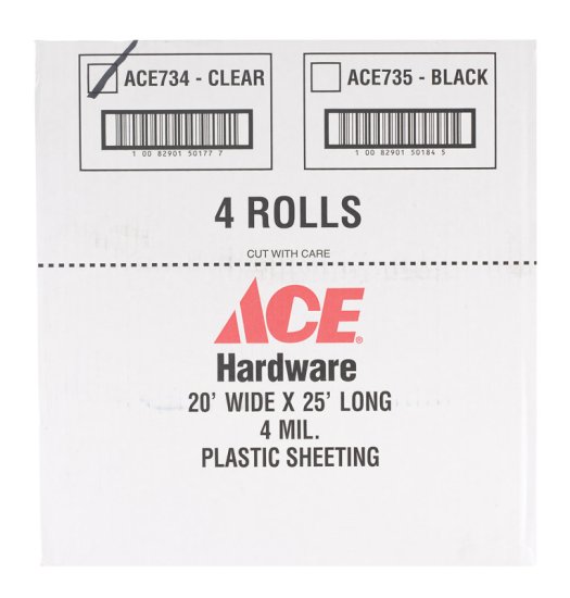 (image for) Plastic Sheeting 4 mil x 20 ft. W x 25 ft. L Polyethylene Cl