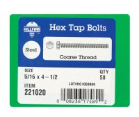 (image for) 1/4 in. Dia. x 6 in. L Zinc Plated Steel Hex Tap Bolt 10