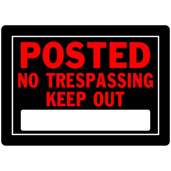 (image for) English Black No Trespassing Sign 10 inch H X 14 inch W