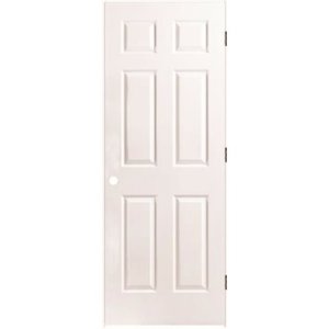 (image for) 24 in. x 80 in. Textured 6-Panel Primed Prehung Left Hand Door