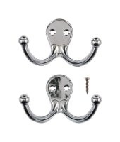 (image for) 1-3/4 in. L Chrome Silver Metal Small Double Garment Hook 2