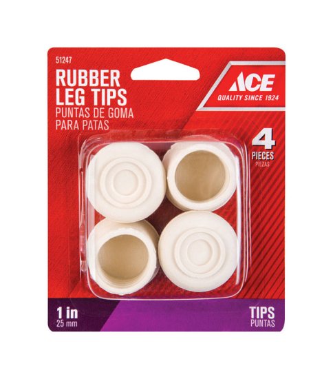 (image for) Rubber Leg Tip Off-White Round 7/8 in. W 4 pk