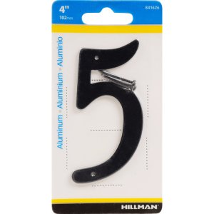 (image for) 4 in. Black Aluminum Nail-On Number 5 1 pc.