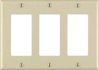 (image for) Ivory 3 gang Thermoset Plastic GFCI/Rocker Wall P