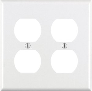 (image for) White 2 gang Thermoset Plastic Duplex Outlet Wall Plate