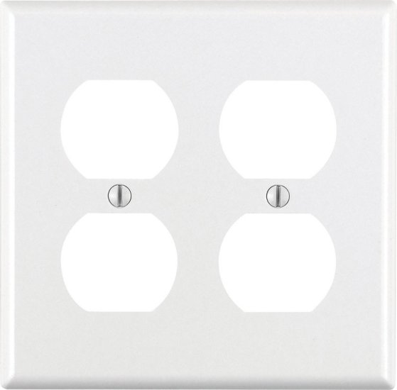 (image for) White 2 gang Thermoset Plastic Duplex Outlet Wall Plate