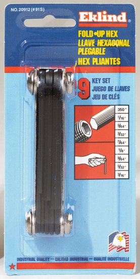 (image for) .050" to 3/16" SAE Fold-Up Hex Key Set Multi-Size in