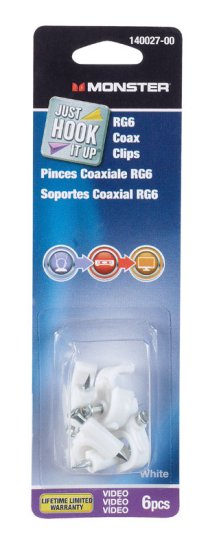 (image for) Just Hook It Up Cable RG6 Coaxial Cable Clips 6 pk
