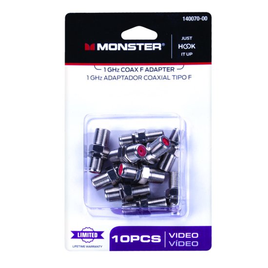 (image for) Monster Just Hook It Up F-Connector F Coax Adapter 10 pk