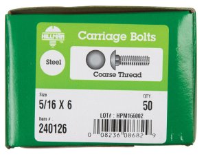 (image for) 5/16 in. Dia. x 6 in. L Zinc-Plated Steel Carriage Bolt