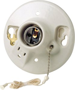 (image for) Porcelain Incandescent Medium Base Pull Chain Socket w/O