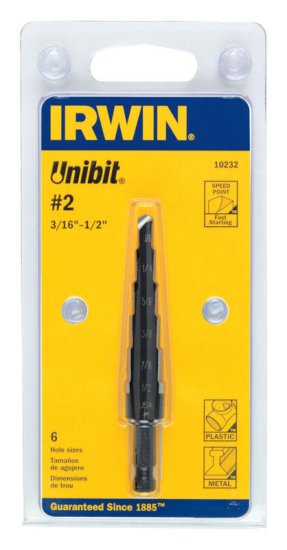 (image for) Unibit 3/16 to 1/2 in. x 6 in. L High Speed Steel Step Dri