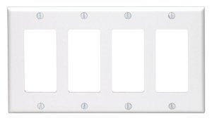 (image for) White 4 gang Thermoset Plastic GFCI/Rocker Wall Plate 1