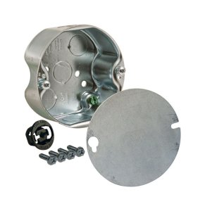 (image for) 4-1/4 in. Round Steel 1 gang Fan Box Gray