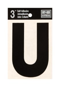 (image for) 3 in. Black Vinyl Self-Adhesive Letter U 1 pc.
