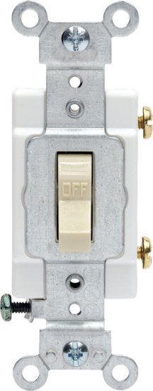 (image for) 20 amps Single Pole Toggle AC Quiet Switch Ivory 1 pk