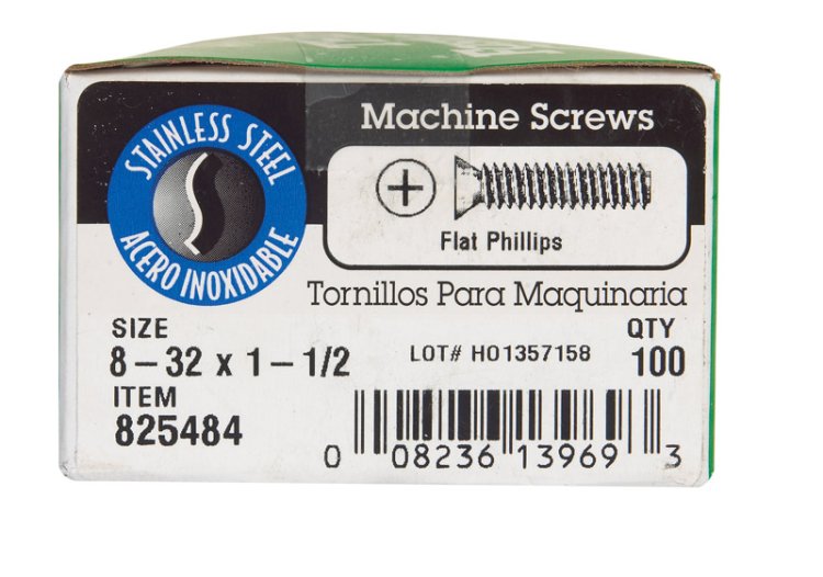 (image for) No. 8-32 x 1-1/2 in. L Phillips Flat Head Stainless Steel Machi
