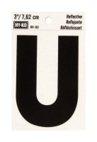 (image for) 3 in. Reflective Black Vinyl Self-Adhesive Letter U 1 pc.