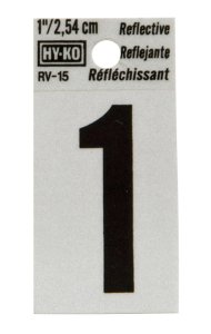(image for) 1 in. Reflective Black Vinyl Self-Adhesive Number 1 1 pc.