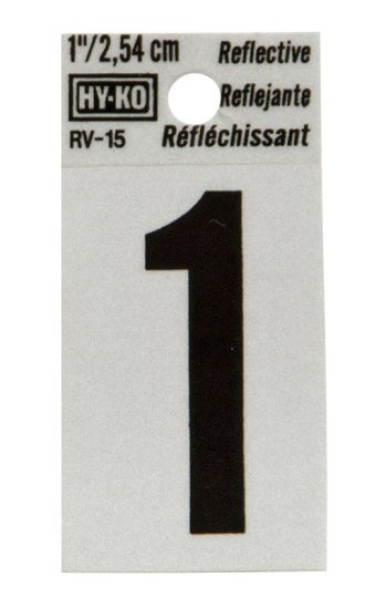 (image for) 1 in. Reflective Black Vinyl Self-Adhesive Number 1 1 pc.