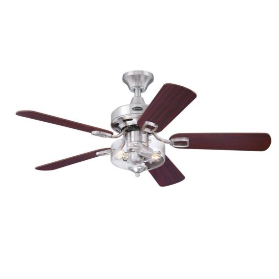 (image for) 42 in. Brushed Nickel Brown LED Indoor Ceiling Fan