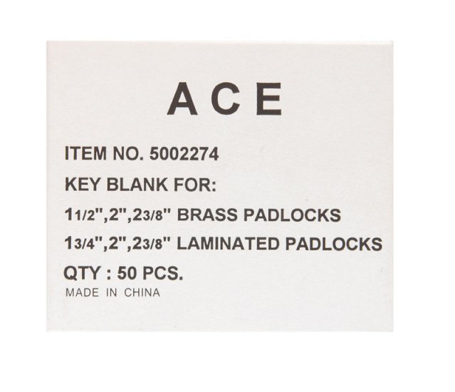 (image for) Padlock Key Blank Single sided