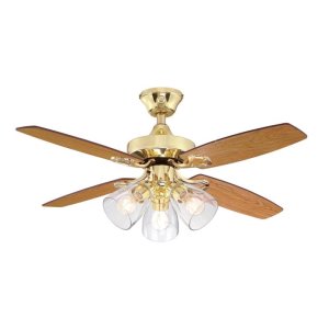 (image for) 42 in. Polished Brass Brown LED Indoor Ceiling Fan