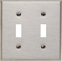 (image for) Silver 2 gang Stainless Steel Toggle Wall Plate 1 pk